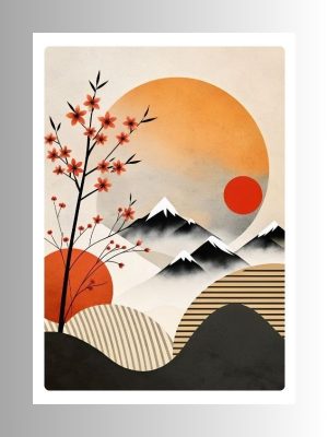 Japanese landscape metal poster