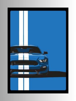 blue mustang metal poster